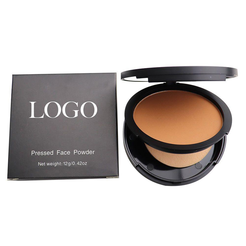 I lager 10 färger pressat ansiktspulver Matt Vegan Cruelty Free Gör din egen logotyp Long Lasting Compact Powder